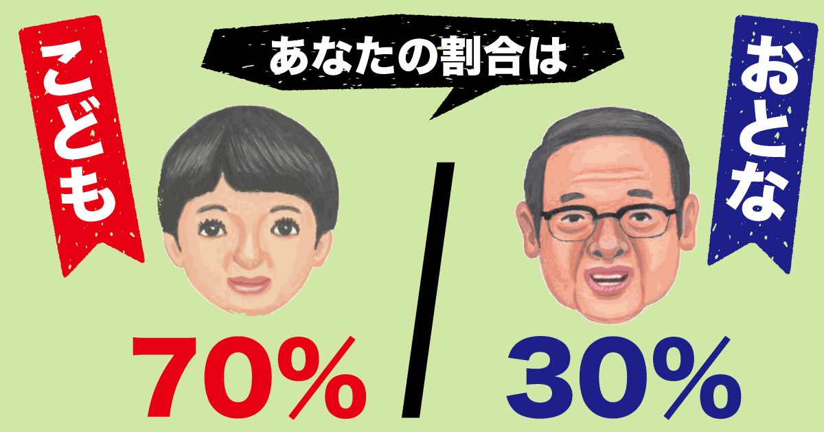 こども70％：おとな30％