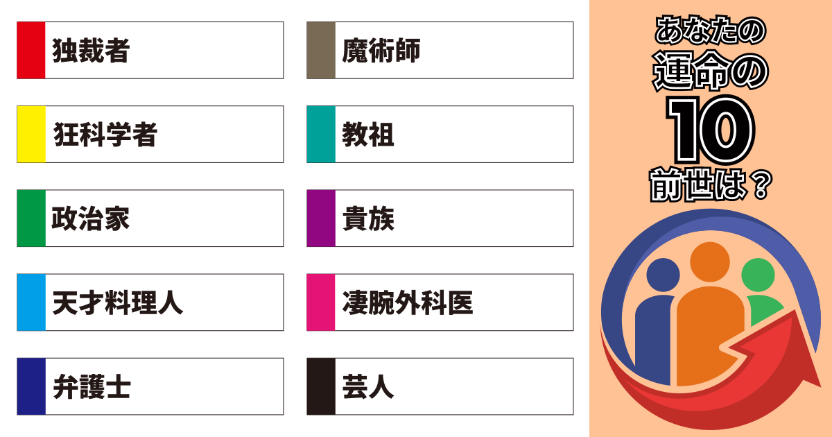 独裁者、魔術師、狂科学者、教祖、政治家、貴族、天才料理人、凄腕外科医、弁護士、芸人