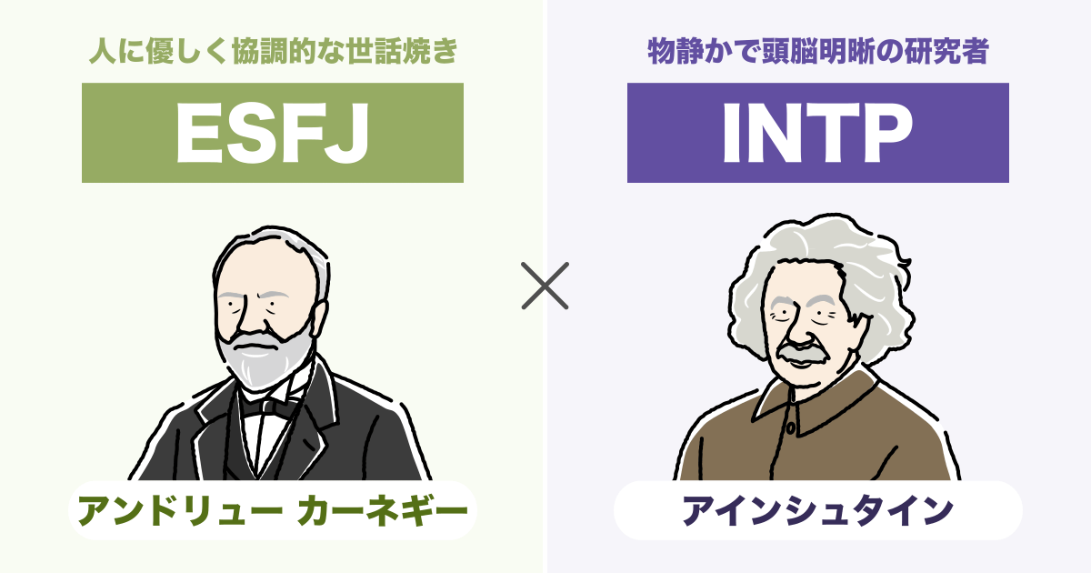 ESFJ（領事）とINTP（論理学者）の相性まとめ - 恋愛、仕事、友達、親子、兄弟の相性を解説します