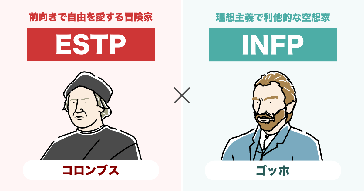 ESTP（起業家）とINFP（仲介者）の相性まとめ - 恋愛、仕事、友達、親子、兄弟の相性を解説します